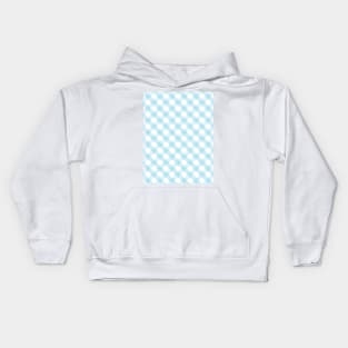 Light Blue and White Check Gingham Plaid Kids Hoodie